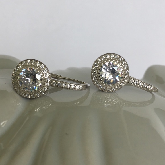 New!  Sterling silver & cubic zirconia earrings - Picture 3 of 6